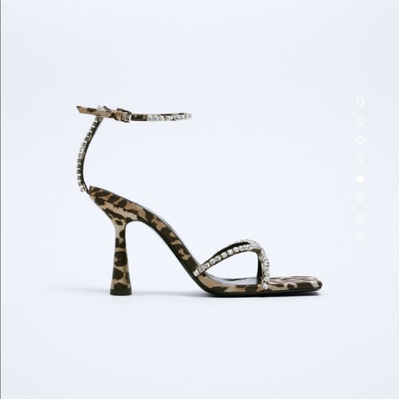 Zara Shoes Zara Heels Heeled Sandals With Rhinestone Straps Animal